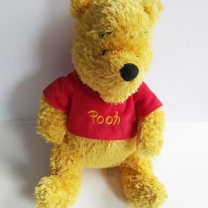 Disney Winnie the pooh bear fuzzy shaggy plush toy stuffed animal red shirt
